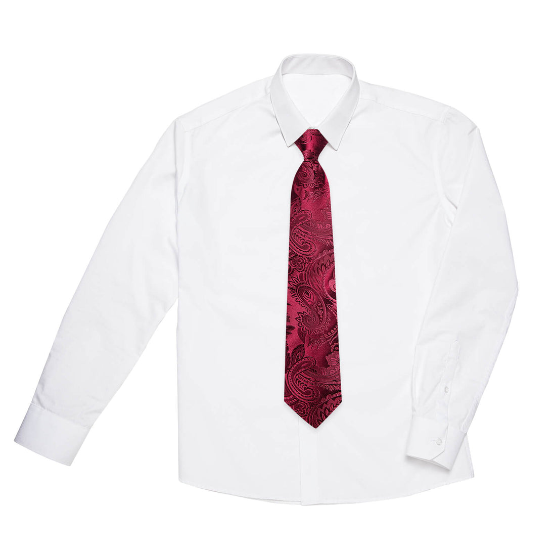 Kids Tie Burgundy Woven Paisley Silk Tie