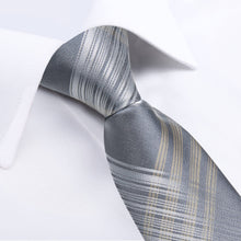  Kids Tie Grey White Brown Plaid Silk Tie 