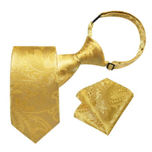  Kids Tie Gold Jacquard Paisley Silk Tie