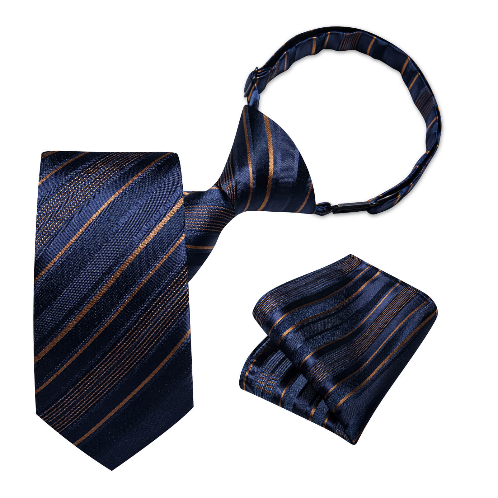 DiBanGu Kids Tie Blue Brown Striped Tie Pocket Square Set Classic Hot