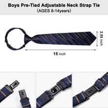 DiBanGu Kids Tie Blue Brown Striped Tie Pocket Square Set Classic Hot