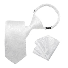 DiBanGu Kids Tie White Jacquard Paisley Silk Tie Pocket Square Set Fashion
