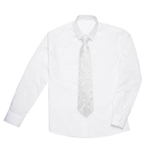 DiBanGu Kids Tie White Jacquard Paisley Silk Tie Pocket Square Set Fashion