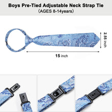 DiBanGu Kids Tie Blue Jacquard Woven Floral Silk Tie Pocket Square Set