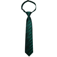 Kids Tie Sapphire Pine Green Striped Silk Tie