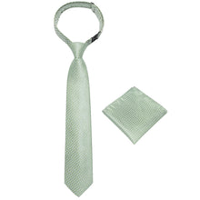 Cyan Green Novelty Silk Kid's Tie Pocket Square Set