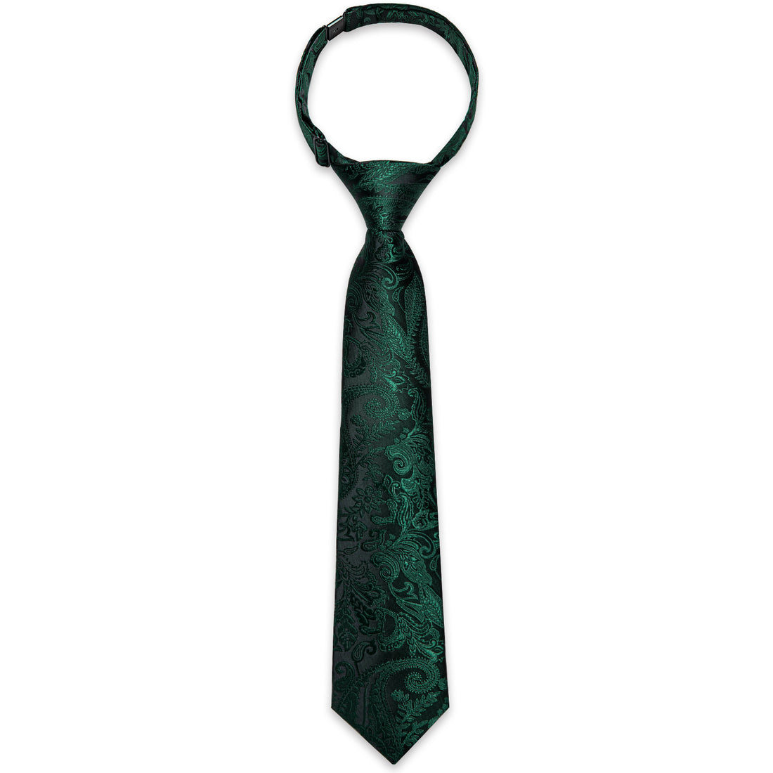 Black Green Floral Silk Kid's Tie Pocket Square Set