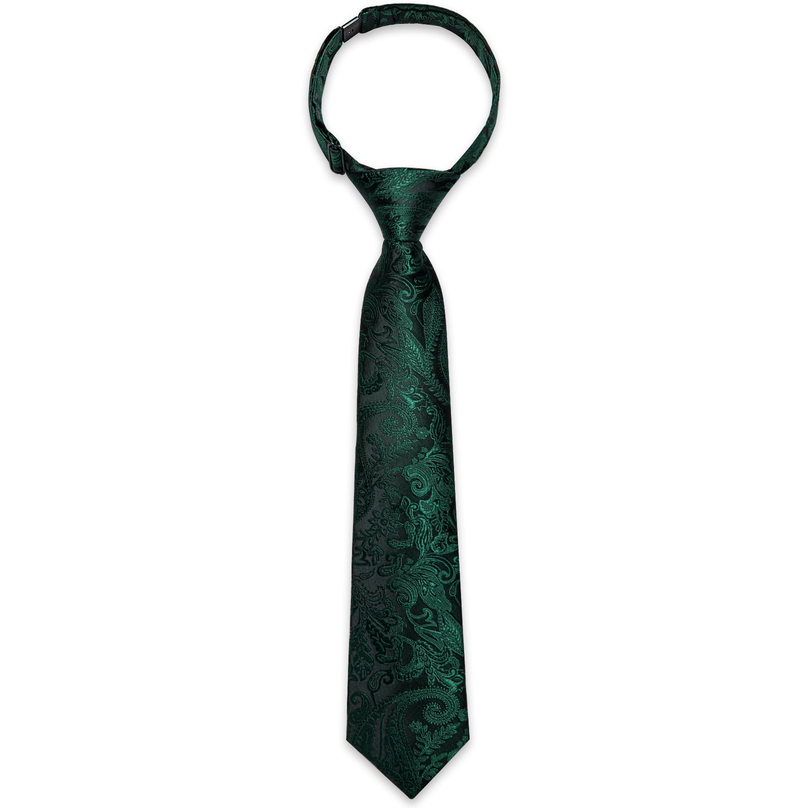 Black Green Floral Silk Kid's Tie Pocket Square Set