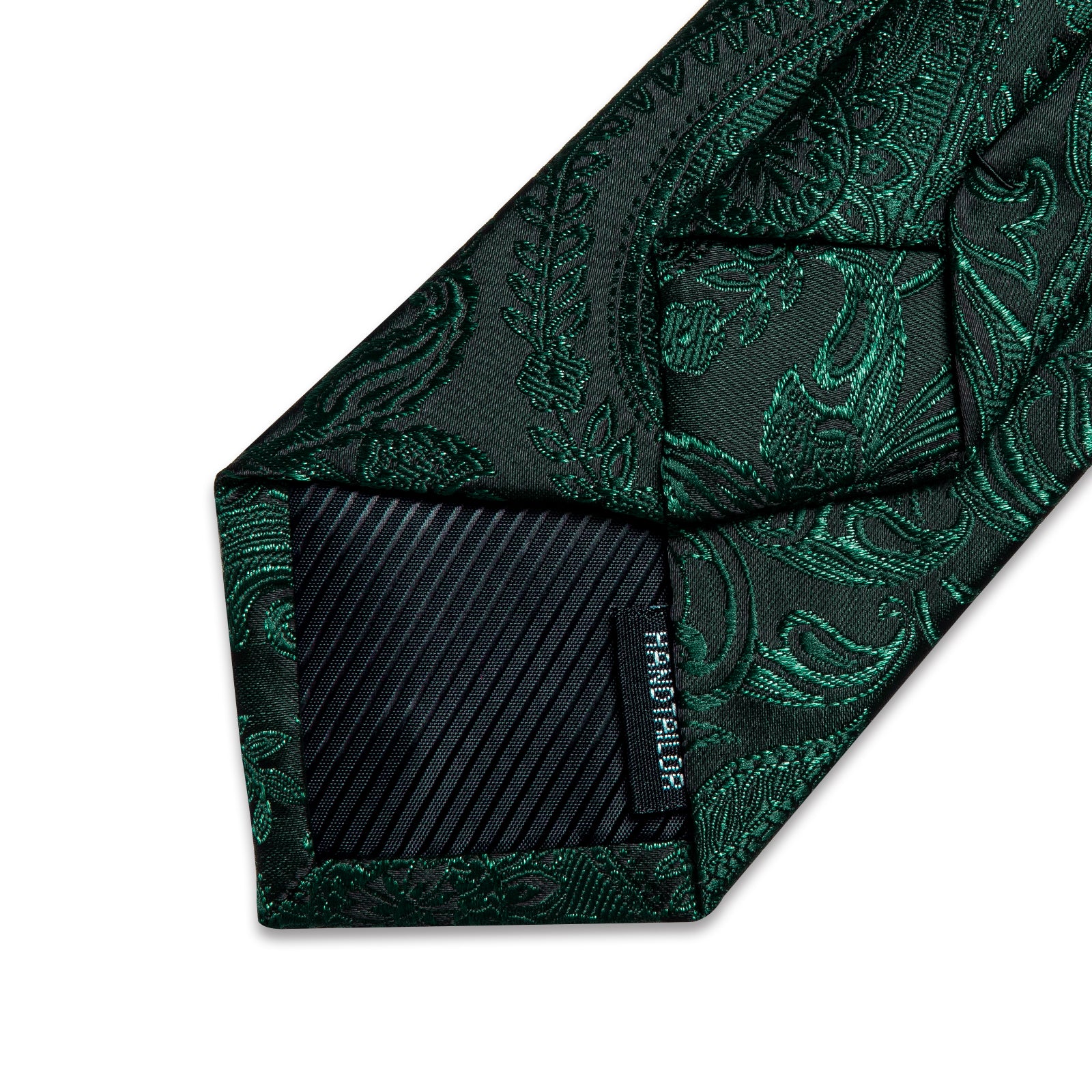 Black Green Floral Silk Kid's Tie Pocket Square Set