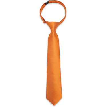 Orange Solid Silk Kid's Tie Pocket Square Set