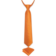 Orange Solid Silk Kid's Tie Pocket Square Set