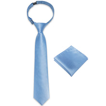 Light Blue Solid Silk Kid's Tie Pocket Square Set