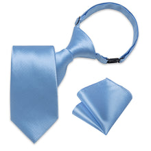 Light Blue Solid Silk Kid's Tie Pocket Square Set