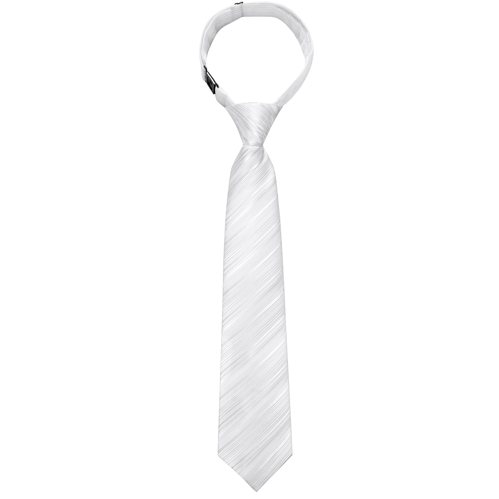 White Striped Silk Kid's Tie Pocket Square Set