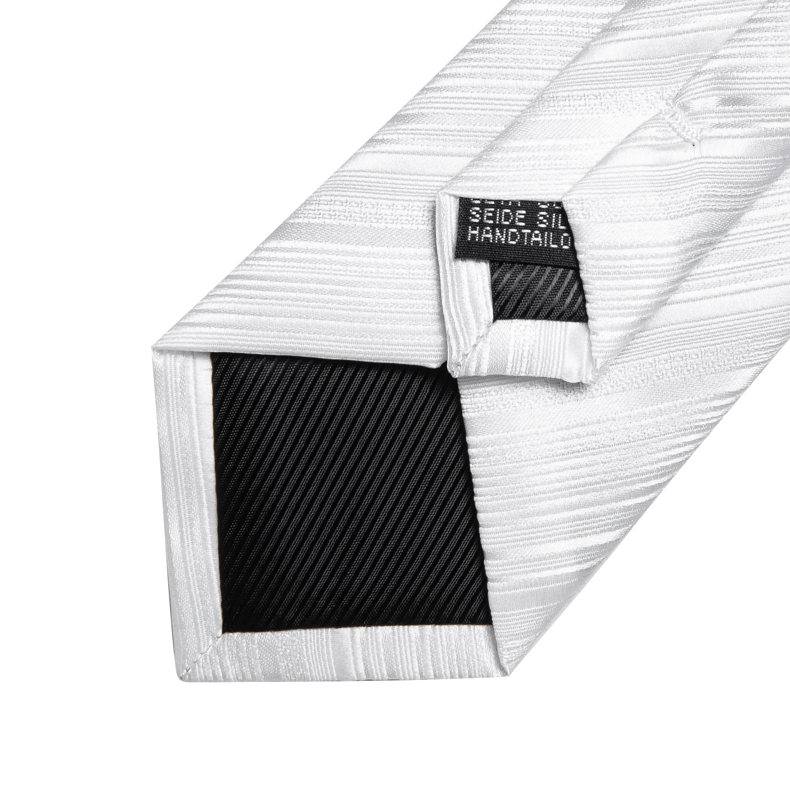 White Striped Silk Kid's Tie Pocket Square Set