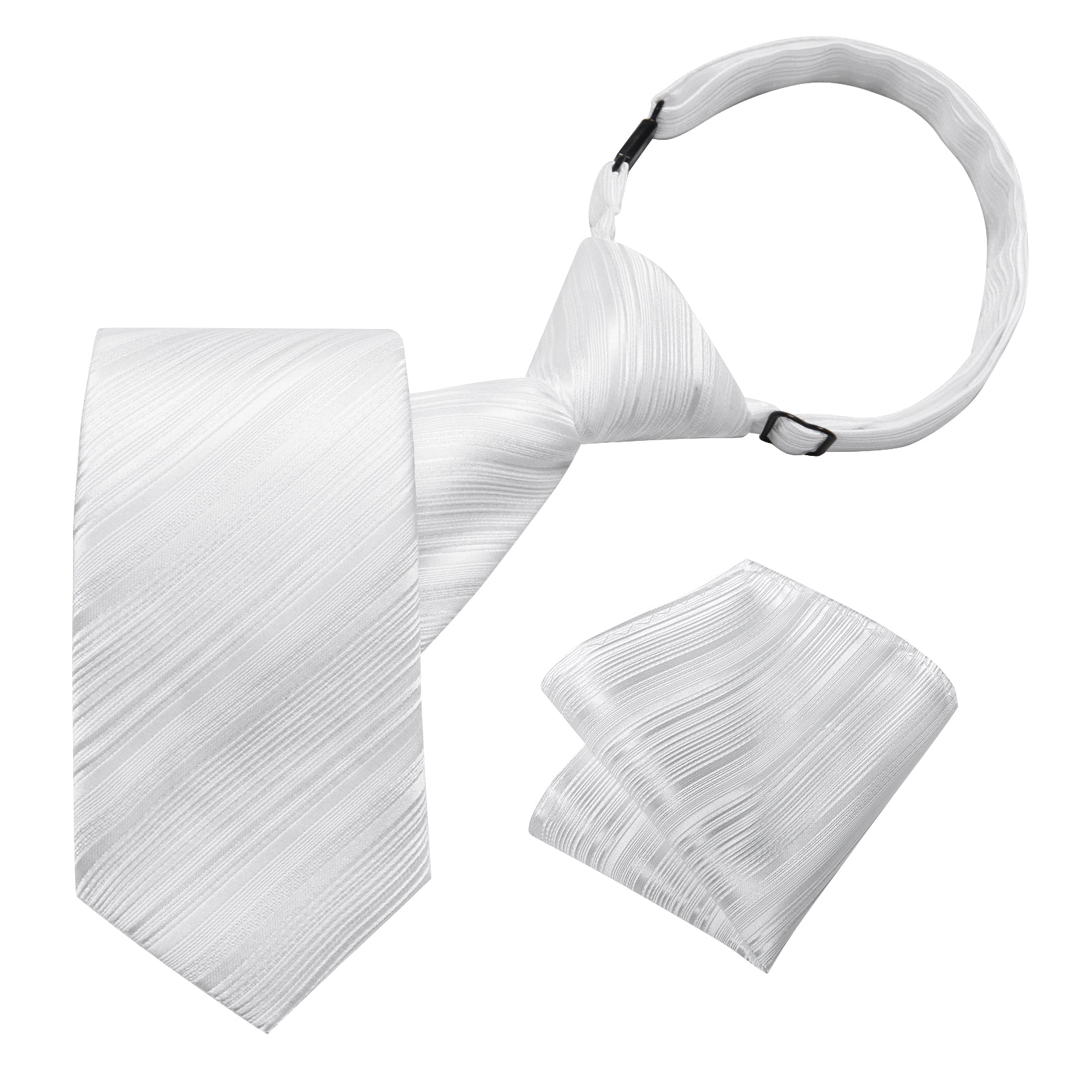White Striped Silk Kid's Tie Pocket Square Set