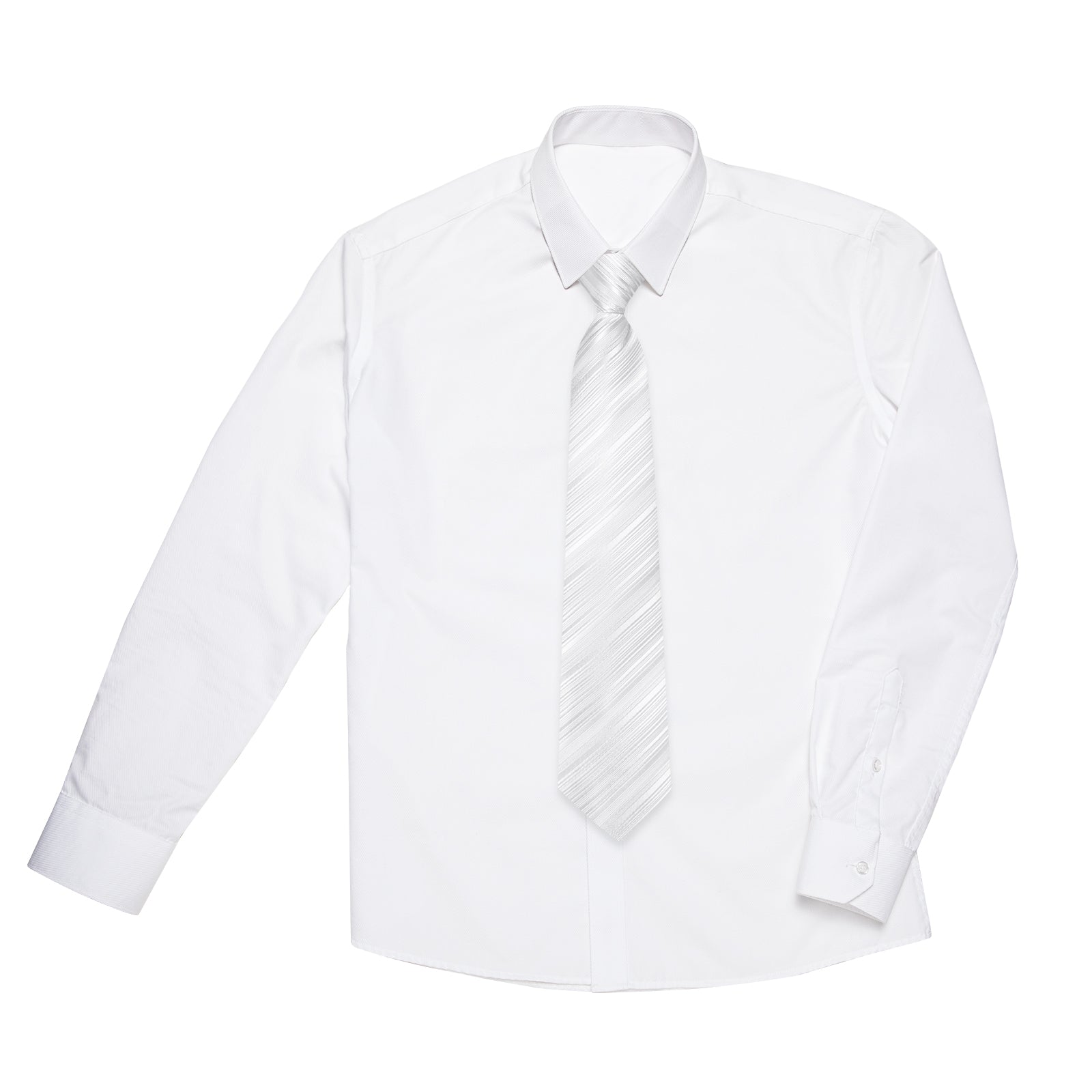 White Striped Silk Kid's Tie Pocket Square Set