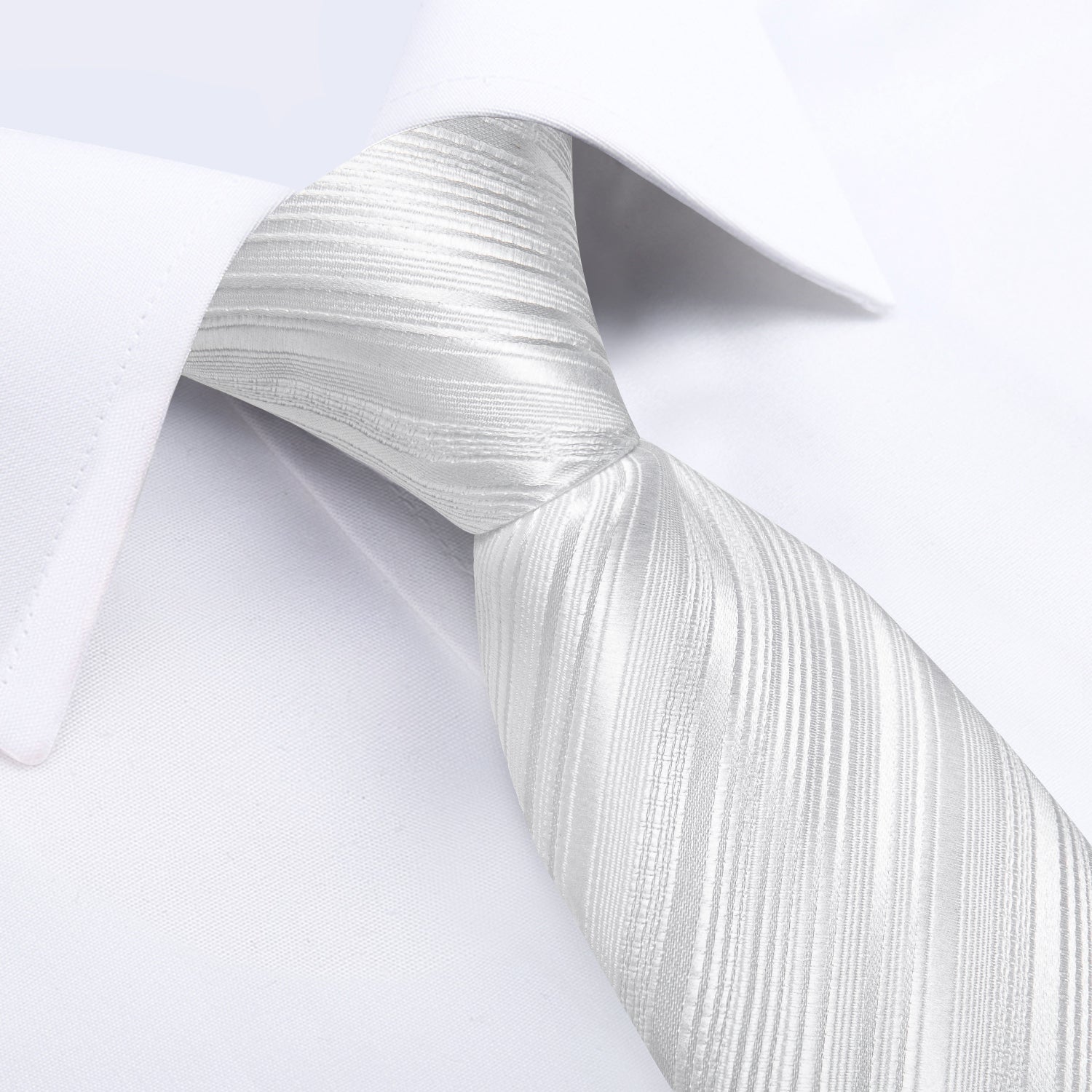 White Striped Silk Kid's Tie Pocket Square Set