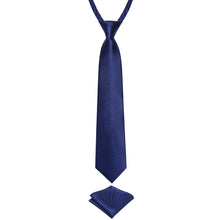 Blue Solid Silk Kid's Tie Pocket Square Set