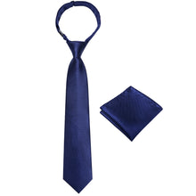 Blue Solid Silk Kid's Tie Pocket Square Set