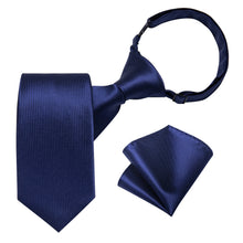 Blue Solid Silk Kid's Tie Pocket Square Set