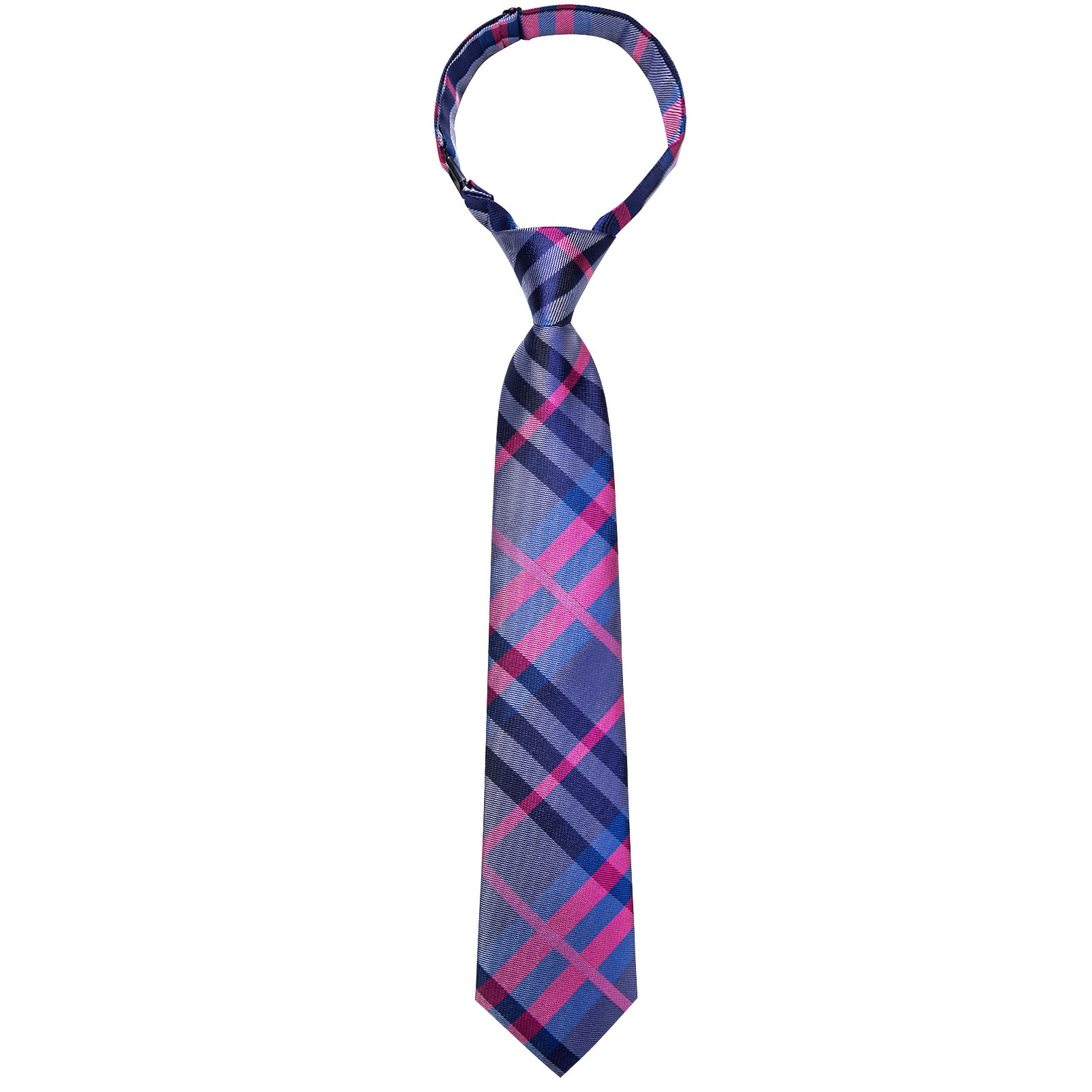 Blue Pink Striped Silk Kid's Tie Pocket Square Set