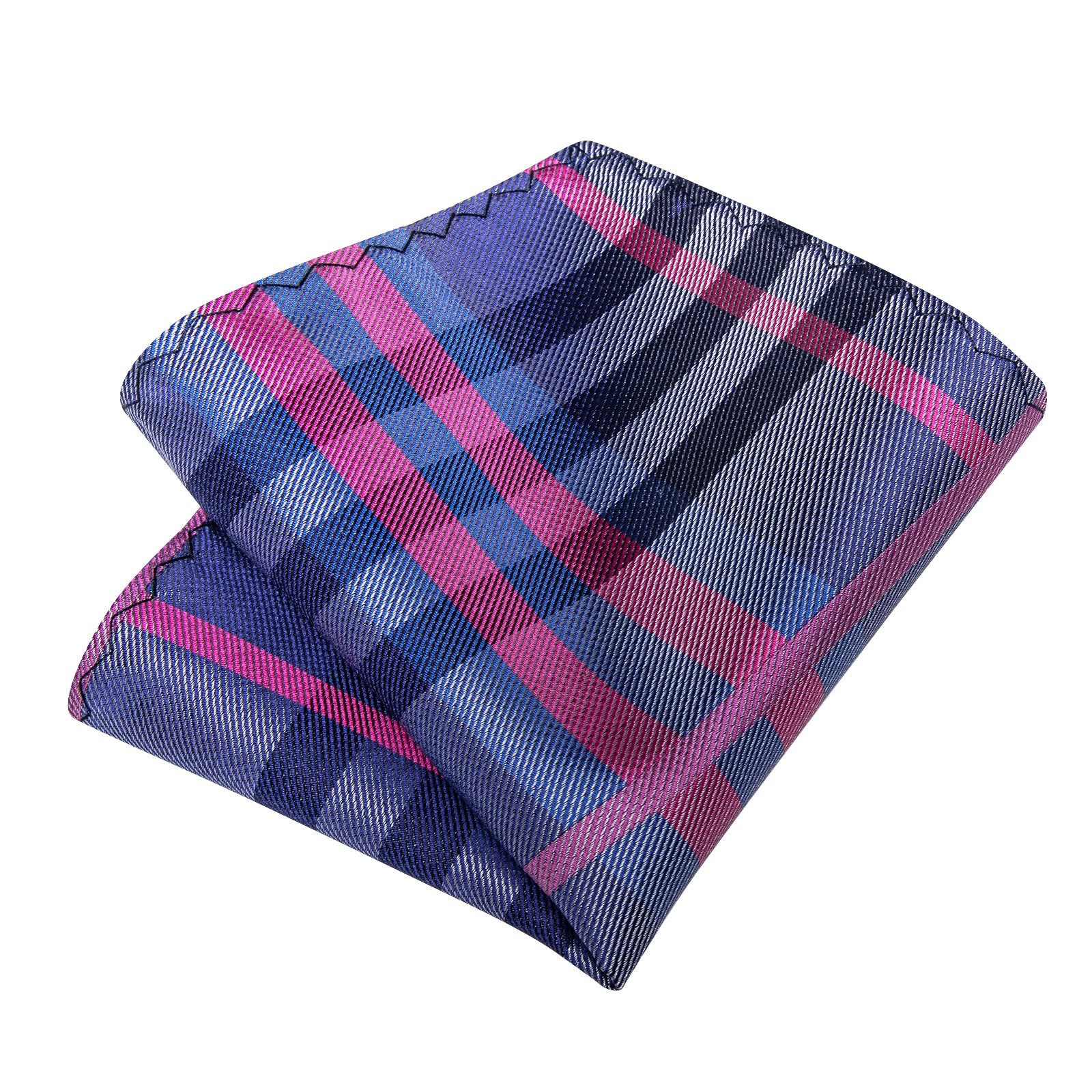 Blue Pink Striped Silk Kid's Tie Pocket Square Set