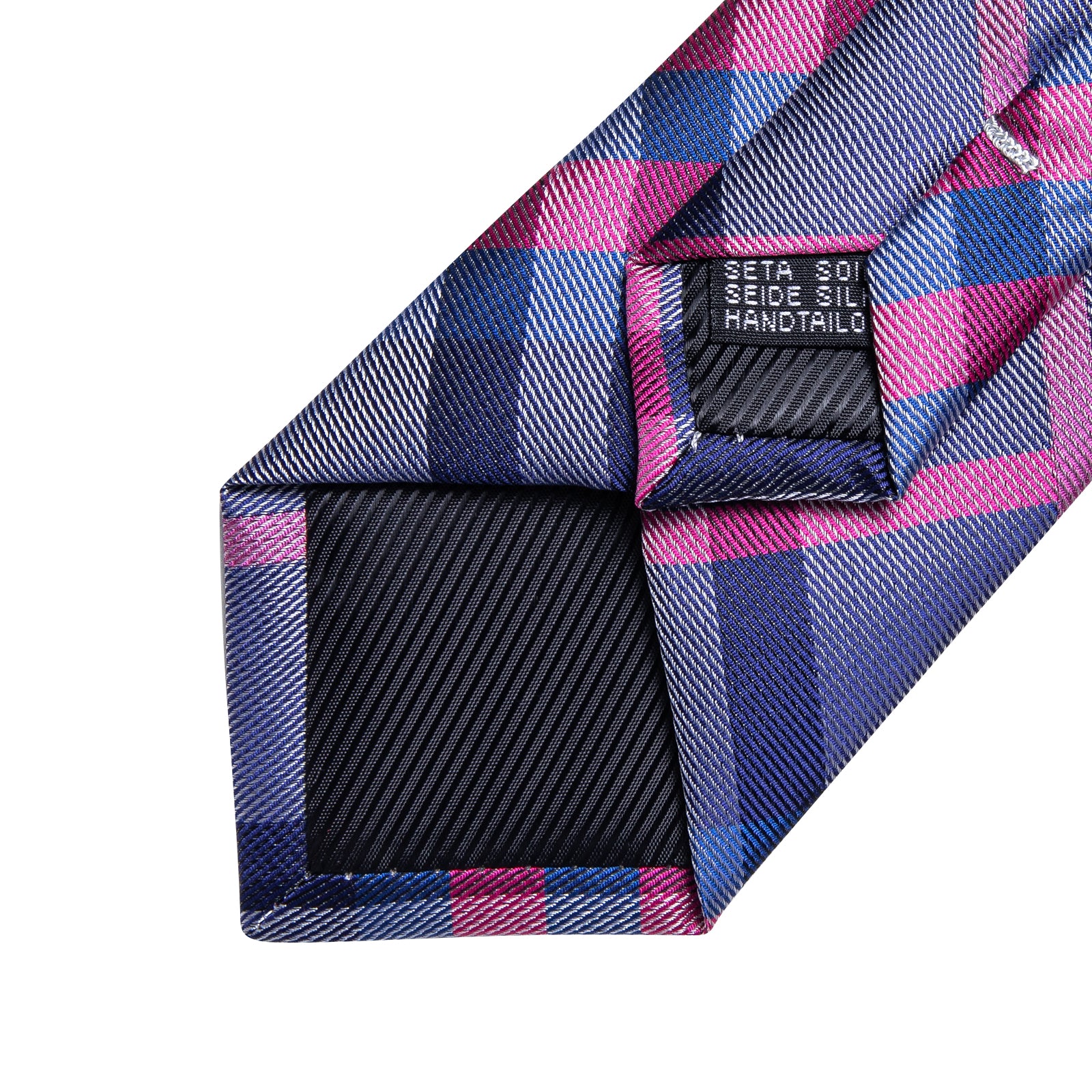 Blue Pink Striped Silk Kid's Tie Pocket Square Set
