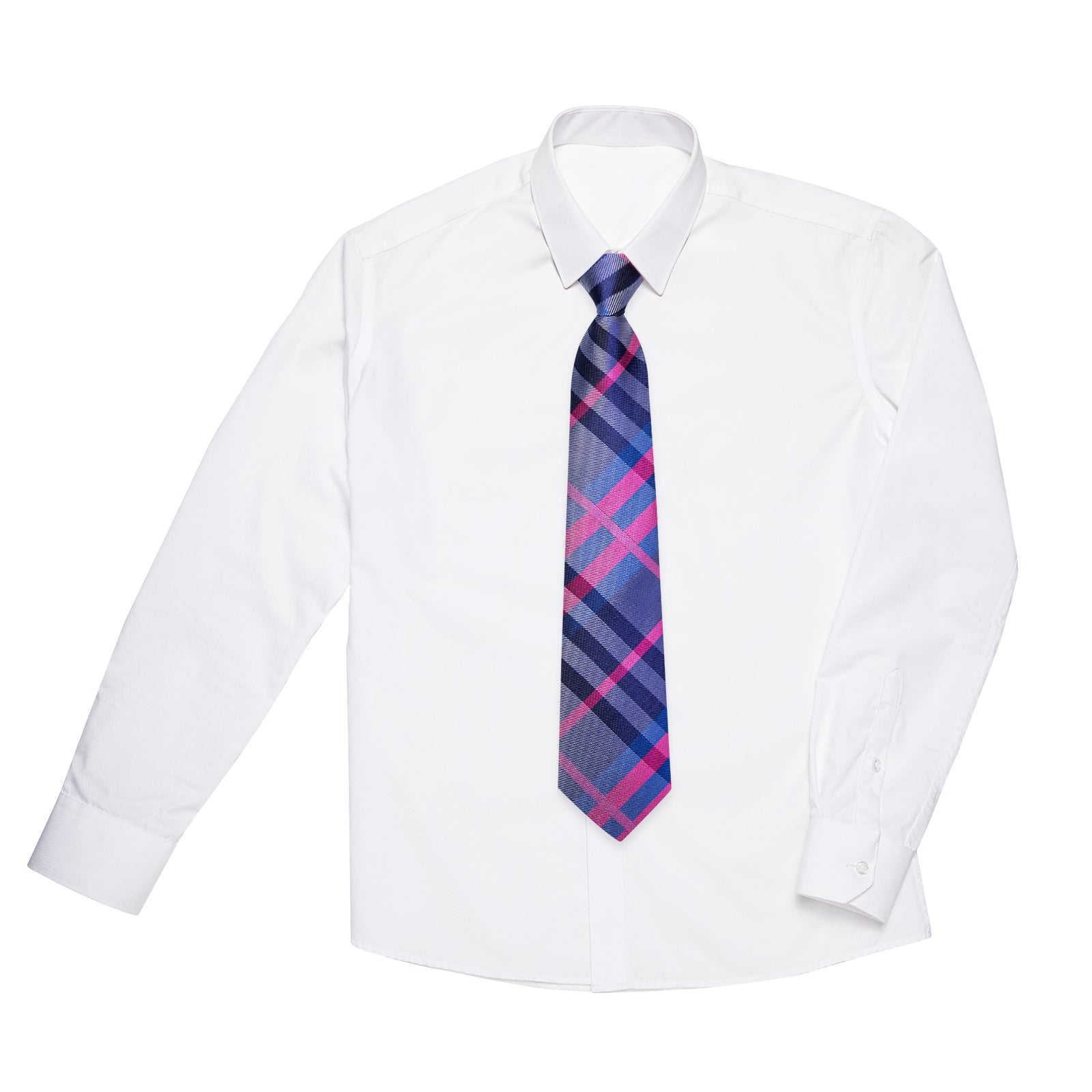 Blue Pink Striped Silk Kid's Tie Pocket Square Set