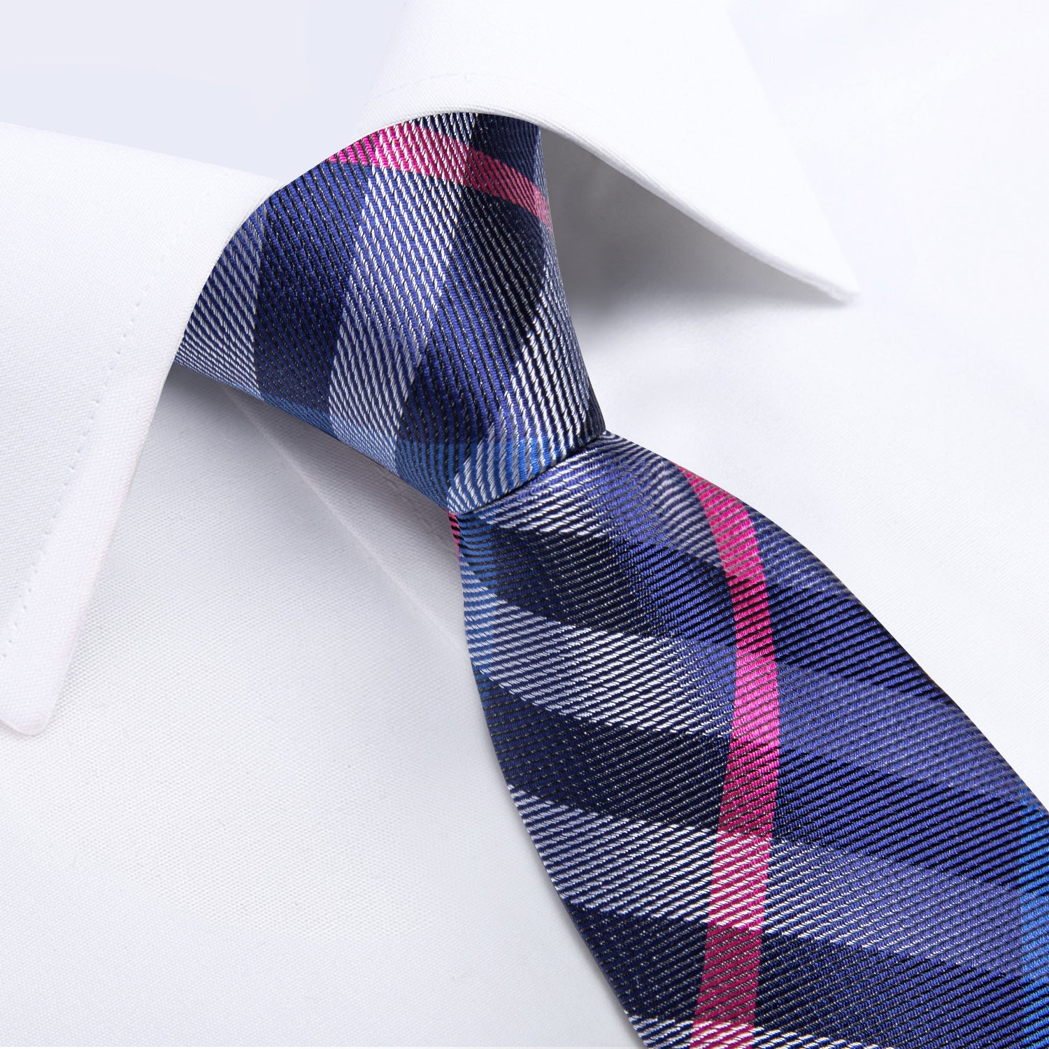 Blue Pink Striped Silk Kid's Tie Pocket Square Set