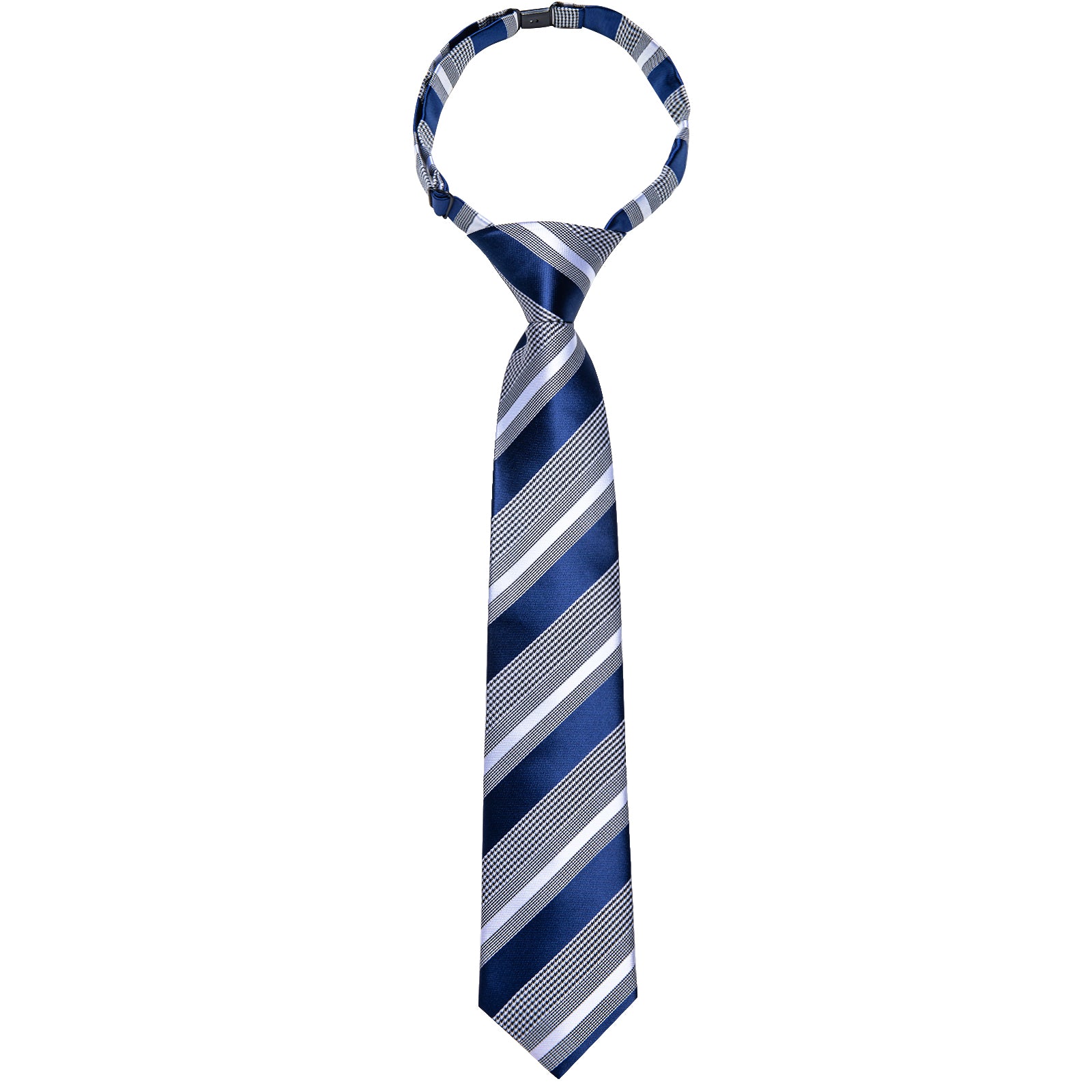 Blue White Striped Silk Kid's Tie Pocket Square Set