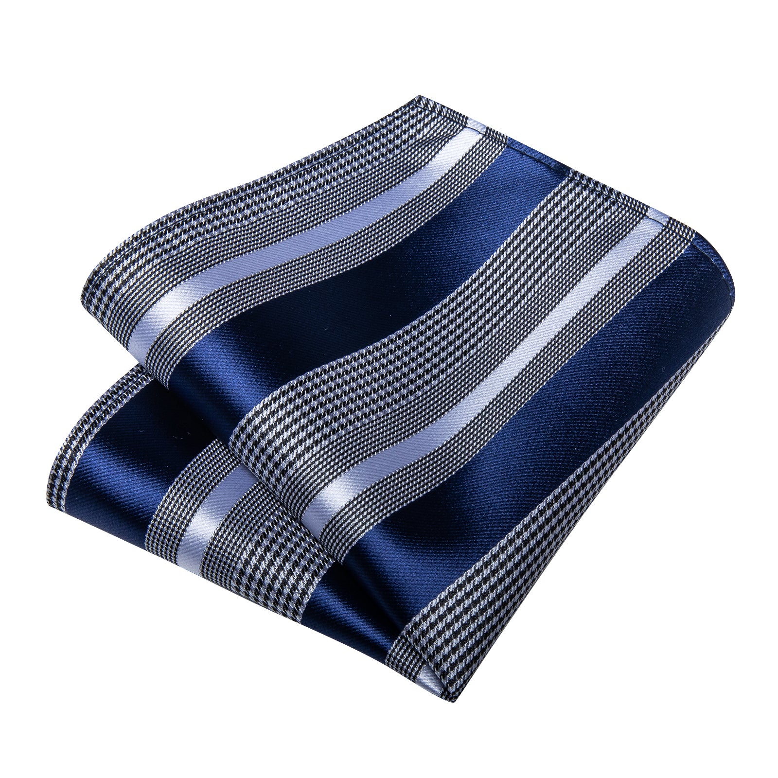 Blue White Striped Silk Kid's Tie Pocket Square Set