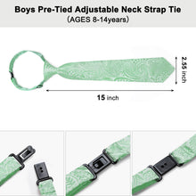 DiBanGu Kids Tie Mint Green Paisley Silk Tie Pocket Square Set Fashion
