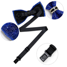 Imitation Rhinestone Diamond Cobalt Blue Bow Ties for Men Adjustable Length Pre-tied Bowtie for fashion Party