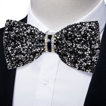 Classic Black Imitation Diamond Rhinestone Bow Ties for Men Adjustable Sequin Diamond Pre-tied Bowtie for Wedding Party