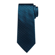 deep blue plaid silk mens tie handkerchief cufflinks set for dress suit