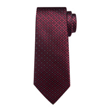 Burgundy red plaid silk mens tie set for business suit
