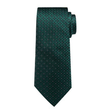 Dress Tie Forest Green Plaid Men's Silk Tie Handkerchief Cufflinks Set