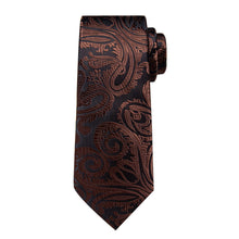 Dress Tie Brown Paisley Men's Silk Tie Handkerchief Cufflinks Set