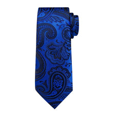 mens silk deep blue black floral tie pocket square cufflinks set for wedding