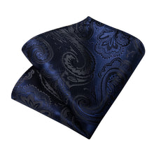 deep blue mens silk floral tie set for business
