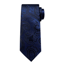 deep blue mens silk floral tie set for business