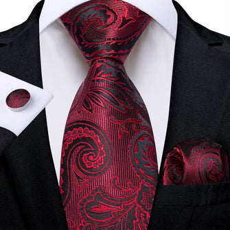 classic red floral silk mens wedding ties set 