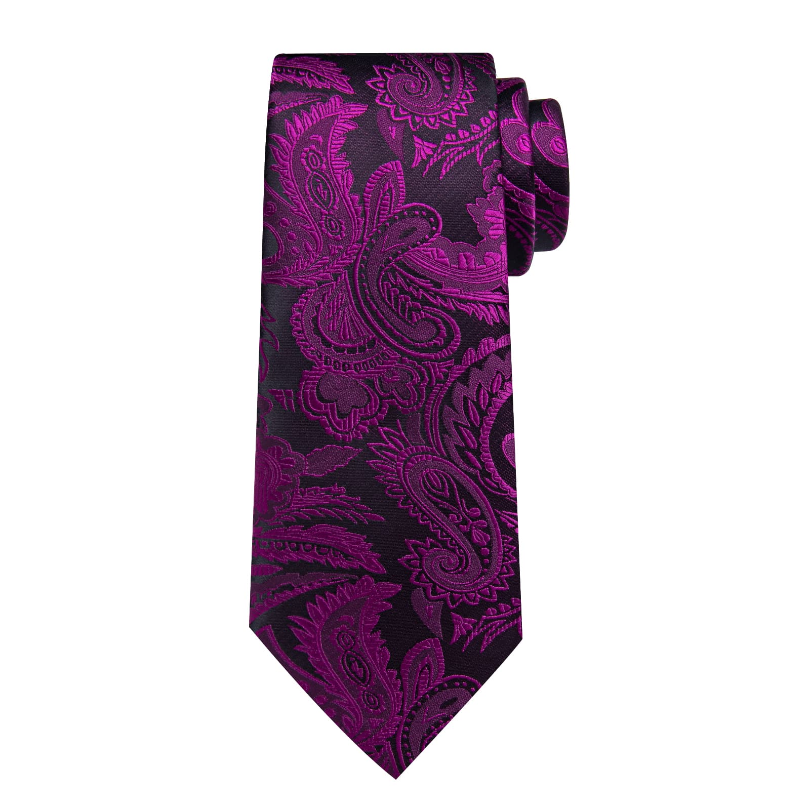 Dress Tie Violet Purple Floral Men's Silk Tie Handkerchief Cufflinks Set