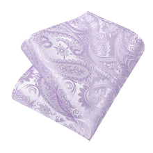 light purple paisley silk mens tie pocket square cufflinks set