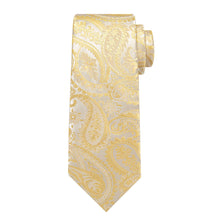 light yellow silk paisley ties handkerchief cufflinks set for men