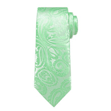 SeaFoam Green paisley mens silk tie handkerchief cufflinks set for wedding or business