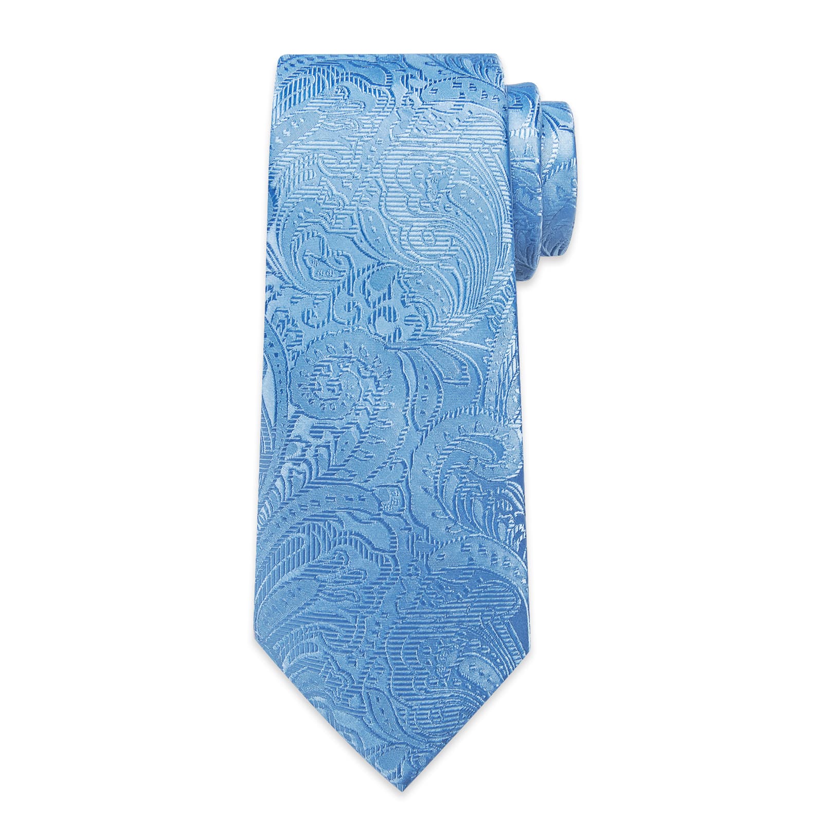 DiBanGu Celestial Blue Paisley Silk Mens Tie Pocket Square Cufflinks Clip Set