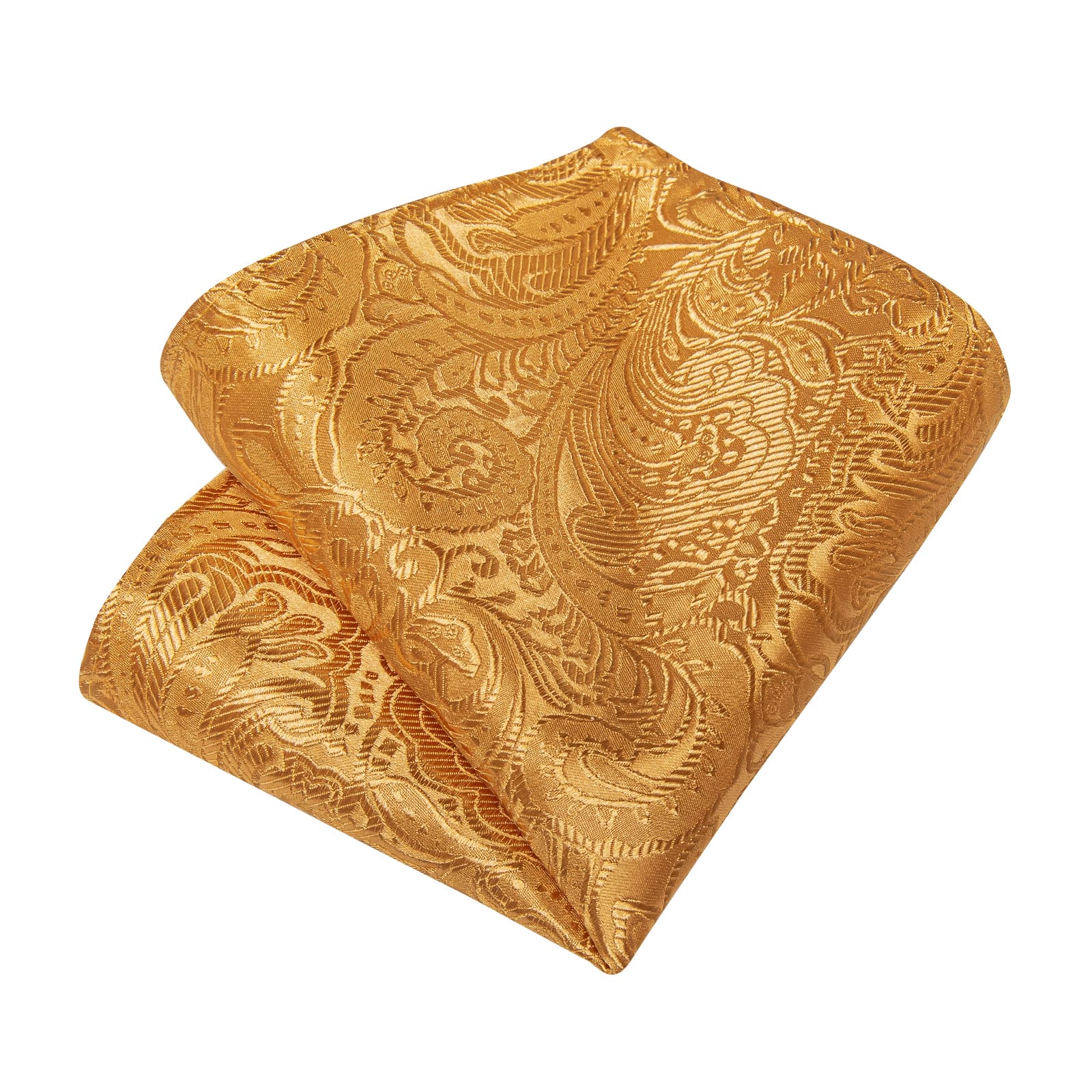 DiBanGu Gold Paisley Silk Mens Tie Pocket Square Cufflinks Clip Set