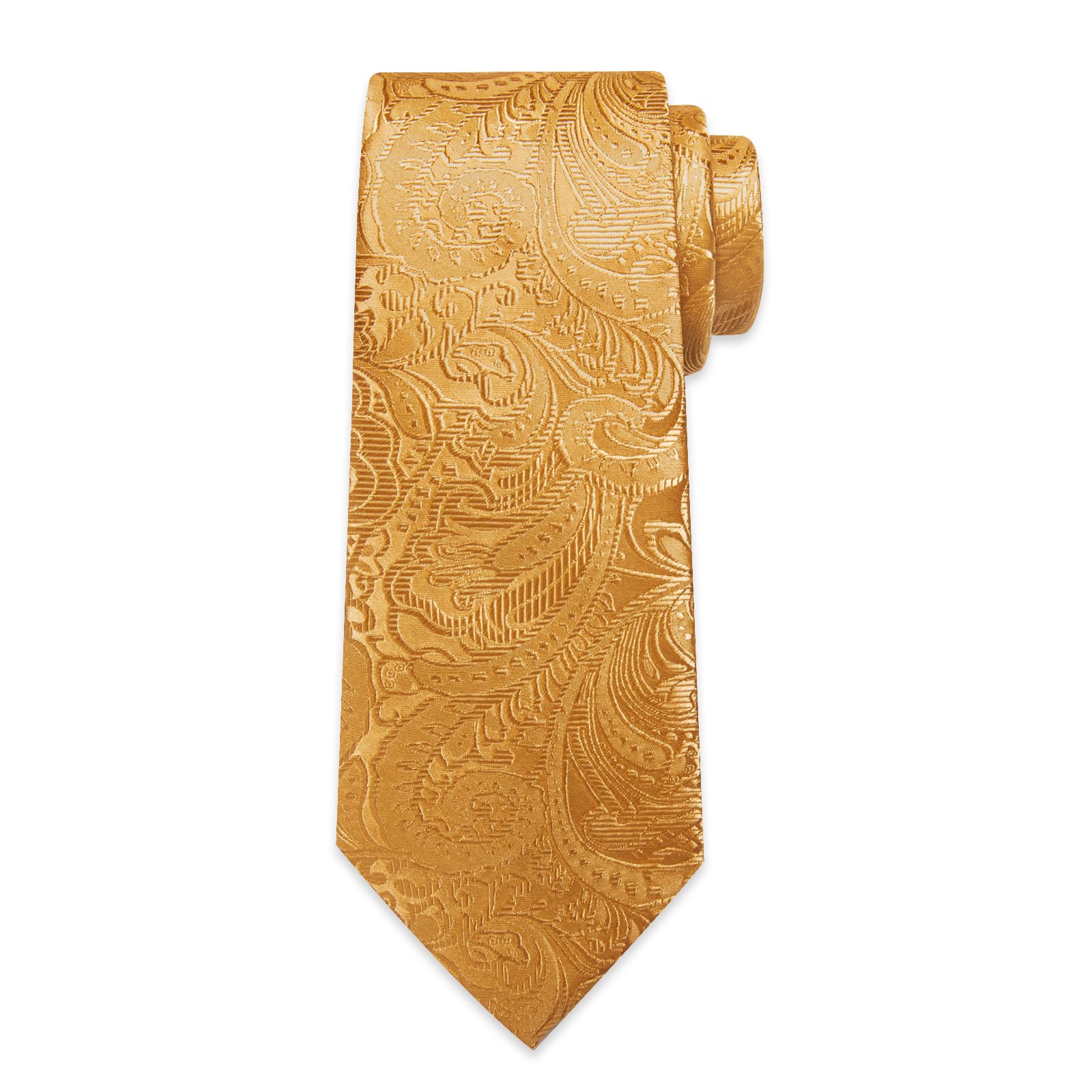 DiBanGu Gold Paisley Silk Mens Tie Pocket Square Cufflinks Clip Set